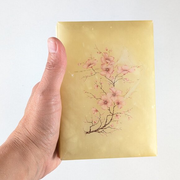 Vintage Italy genuine alabaster trinket box, cherry blossom jewelry storage box - Picture 15 of 15